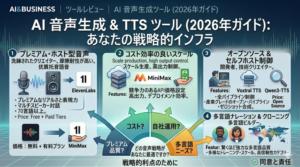 AI音声生成・TTSツール（2026年ガイド）